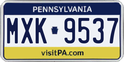 PA license plate MXK9537