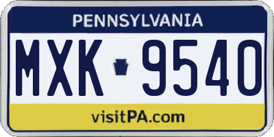 PA license plate MXK9540