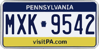 PA license plate MXK9542