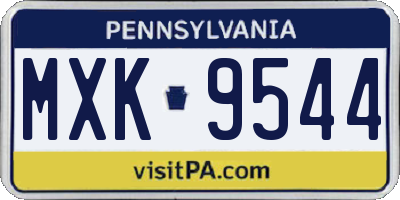 PA license plate MXK9544
