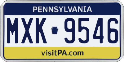 PA license plate MXK9546
