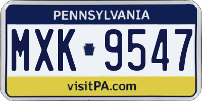 PA license plate MXK9547