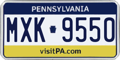 PA license plate MXK9550