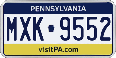 PA license plate MXK9552