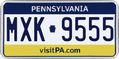 PA license plate MXK9555