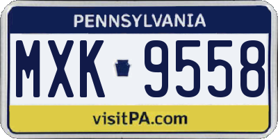 PA license plate MXK9558