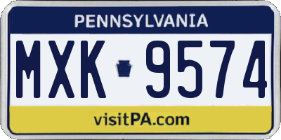 PA license plate MXK9574
