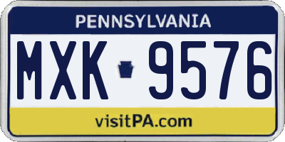PA license plate MXK9576