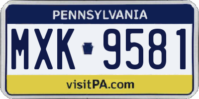 PA license plate MXK9581