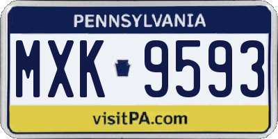 PA license plate MXK9593