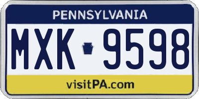 PA license plate MXK9598