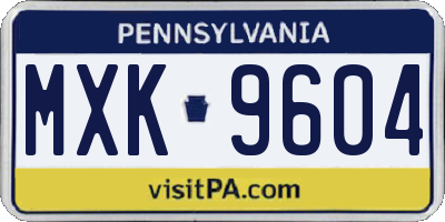 PA license plate MXK9604