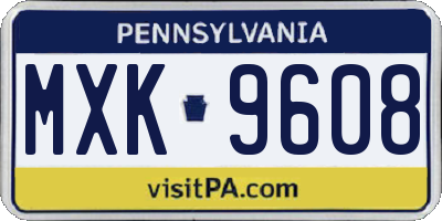 PA license plate MXK9608