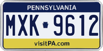 PA license plate MXK9612