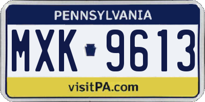 PA license plate MXK9613