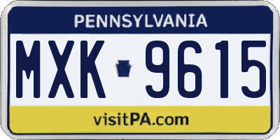 PA license plate MXK9615