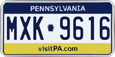 PA license plate MXK9616