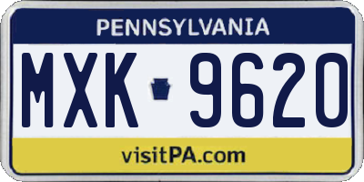 PA license plate MXK9620
