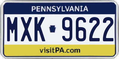 PA license plate MXK9622