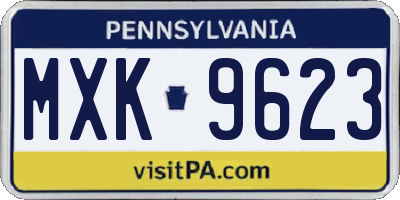 PA license plate MXK9623