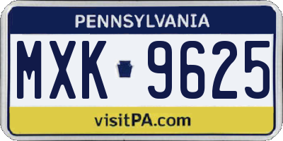 PA license plate MXK9625