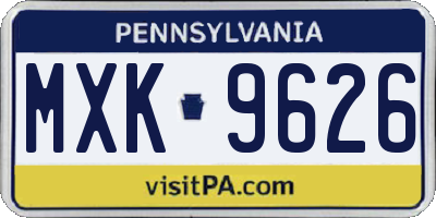 PA license plate MXK9626