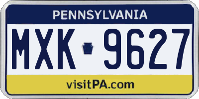 PA license plate MXK9627
