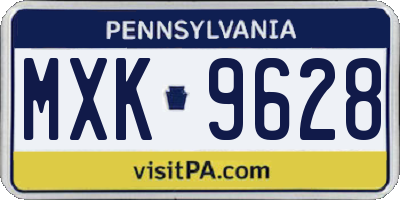 PA license plate MXK9628
