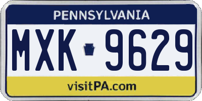 PA license plate MXK9629