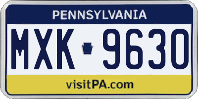 PA license plate MXK9630