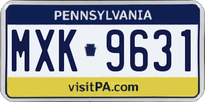 PA license plate MXK9631