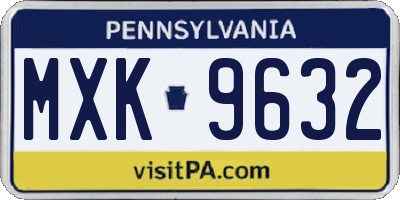PA license plate MXK9632