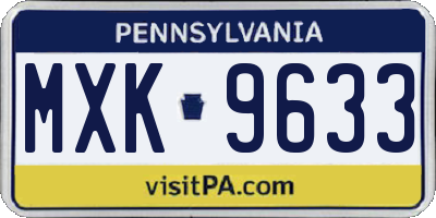 PA license plate MXK9633
