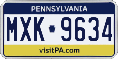 PA license plate MXK9634