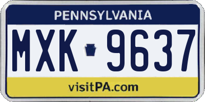 PA license plate MXK9637
