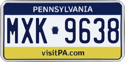 PA license plate MXK9638