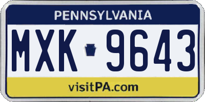 PA license plate MXK9643