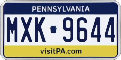 PA license plate MXK9644