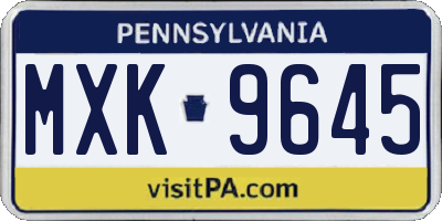 PA license plate MXK9645