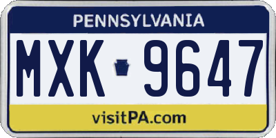 PA license plate MXK9647