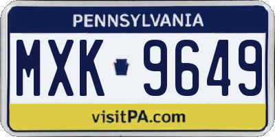 PA license plate MXK9649