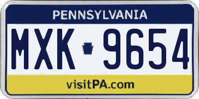 PA license plate MXK9654