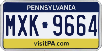 PA license plate MXK9664