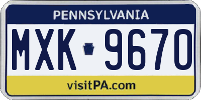 PA license plate MXK9670