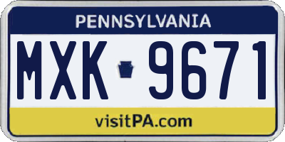 PA license plate MXK9671