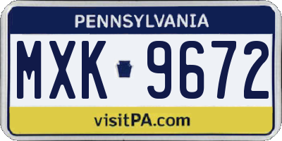 PA license plate MXK9672