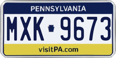 PA license plate MXK9673