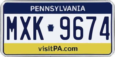PA license plate MXK9674