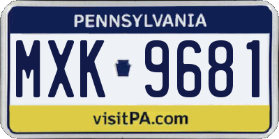 PA license plate MXK9681
