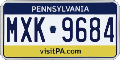 PA license plate MXK9684